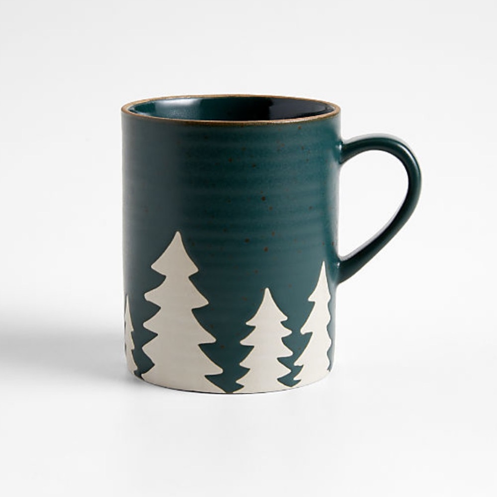 New! 🌲🏔️🌲Crate&Barrel Ceramic Mug with Tree Design 12oz